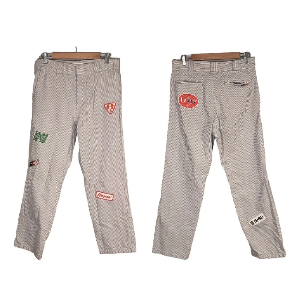 Honor the Gift Mechanic Uniform Striped Sports Patchwork Streetwear Pants - Picture 3 of 15